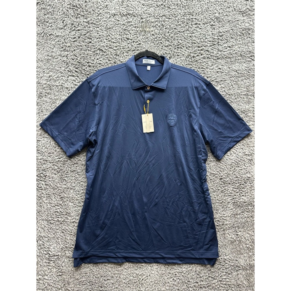 Peter Millar KPMG Summit Embroidered Jersey Polo Shirt Navy Blue Mens Size L